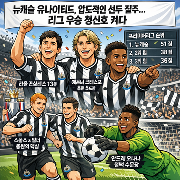뉴캐슬 유나이티드, 리그우승을 향해 질주중